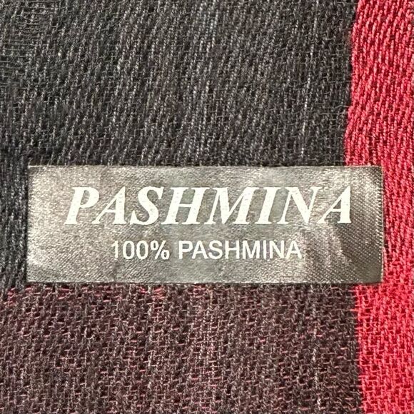 BUNDLE (2) 100% Pashmina Gray Burgundy Scarf - Picture 11 of 13